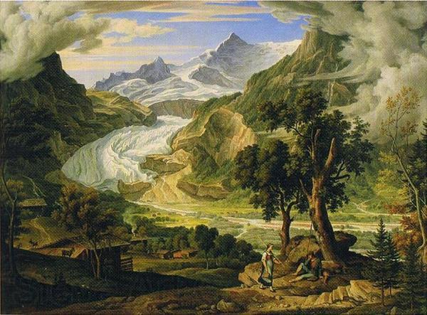 Joseph Anton Koch Grindelwald Glacier in the Alps. France oil painting art